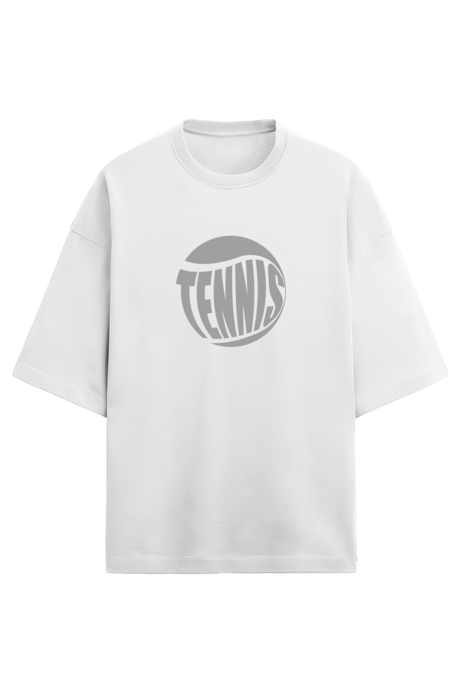 Unisex Tennis Typograph Puff print Oversized Drop Shoulder - Image 4