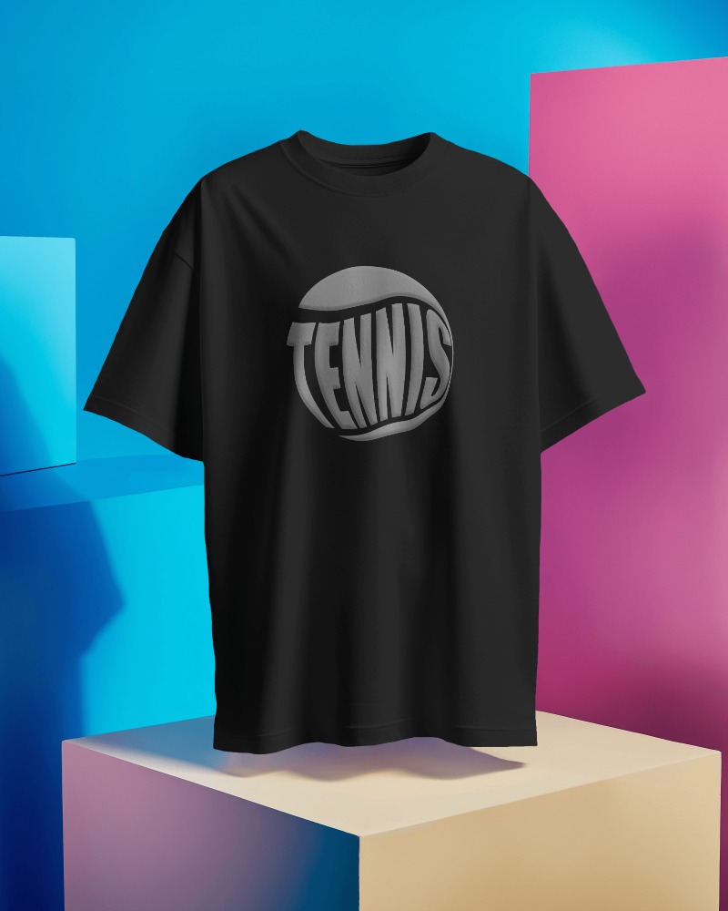 Unisex Tennis Typograph Puff print Oversized Drop Shoulder