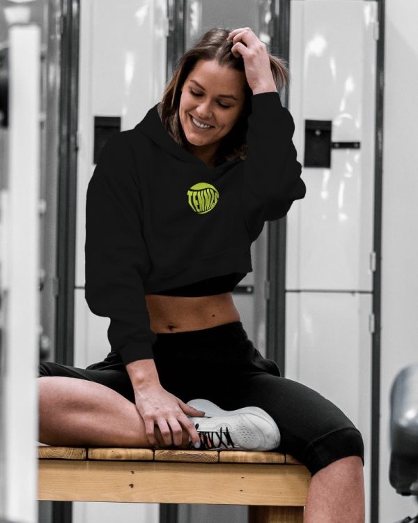 Tennis Typograph Crop Hoodie